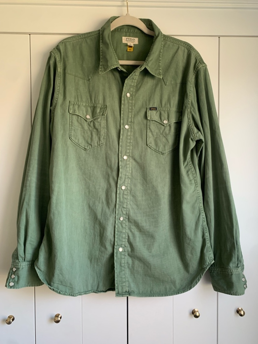 Polo Ralph Lauren Garment-Dyed Denim Western Shirt Green Size XL - Picture 3 of 7